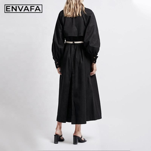 Vestes personnalisées avec logo, nouveau style tendance, trench-coat kaki à double boutonnage avec ceinture pour femmes, boutons de trench-coat avec ceinture - Product Image 4