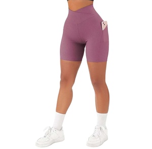 Shorts de yoga pour femmes de haute qualité OEM, solides, sans couture, à séchage rapide, respirants, extensibles dans les quatre sens, en spandex/nylon - Product Image 3