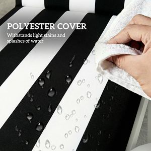 Juego de 2 Cojines para Tumbonas de Exterior con 6 Lazos, Cojines de Espuma de Alta Densidad en Blanco y Negro para Patio y Piscina - Product Image 4