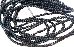 Perles de diamant à facettes en moissanite noire de 3mm, perles de moissanite, grade AAA, 16 pouces pour collier, bracelet et mangalsutra en diamant - Product Image 3