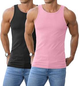 Men's High Quality Poly Spandex Gym Sports Vest Top Custom Logo Ribbed Muscle Fit Tank Knitted Casual <b>Running</b> - Product Image 1