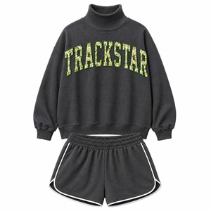 ชุดเสื้อสเวตเชิ้ตและกางเกงขาสั้นโอเวอร์ไซส์สำหรับผู้หญิง รุ่น Trackstar รุ่น TS-SET-073 - Product Image 1