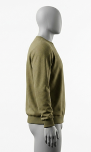 เสื้อสเวตเชิ้ตคอกลมสีเขียวมะกอกสำหรับผู้ชาย ทรงปกติ ผ้าถัก สีพื้น สวมใส่สบายๆ สำหรับฤดูใบไม้ร่วง - Product Image 3