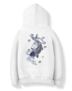 Sweat à capuche blanc épais en molleton brossé, style streetwear unisexe, coupe oversize, avec impression et broderie sur le panneau avant - Product Image 2