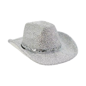 Silver Glitter Cowboy <b>Hat</b> Unisex Wide Brim Sequin Embroidery Party Adult 56-58CM Spring <b>Summer</b> - Product Image 1