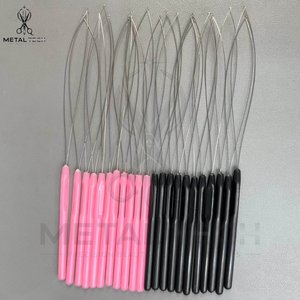 Pink Black Dual Color Hair Extension Loop <b>Needle</b> Wire <b>Threader</b> Pulling Hook Set for Micro Link Beads Extension Supply - Product Image 4