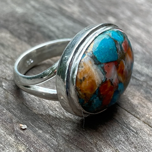 Oyster <b>Turquoise</b> <b>Ring</b> 925 Sterling Silver Handmade Gemstone Jewelry for Women - Product Image 1