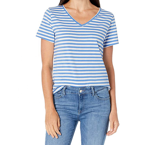 Camisetas de Manga Corta con Cuello en V para Mujer, Corte Ajustado, 100% Poliéster, Cómodas para Toda Temporada, Lisas para Sublimación Personalizada, Pakistán - Product Image 1
