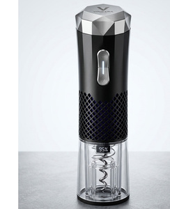 Ouvre-bouteille électrique VINIFERA TECH rechargeable avec LED, design moderne, acier inoxydable noir et argent - Product Image 1