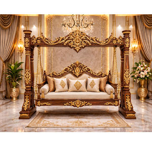 Columpio Tradicional Turco para Hogares Indios, Acabado Dorado Exclusivo, Tallado Elaborado, Juego de Jhula, Compre el Onjhal de Madera Más Vendido en EE. UU. - Product Image 1