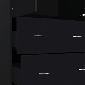 Armario Negro Wenden de FM Furniture con 2 Cajones, 2 Puertas y Amplio Espacio de Almacenamiento, Incluye Barra para Colgar Ropa - Product Image 6