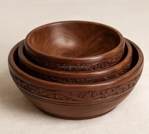 Tazón de Madera Ecológico Clásico Hecho a Mano para Ensaladas y Arroz, Ideal para Restaurantes, de la India - Product Image 4