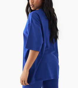Women Oversized Blue Cotton T-<b>Shirt</b> With <b>Flame</b> Logo Crew Neck Short Sleeve Loose Fit Jersey Print Breathable All Seasons - Product Image 5