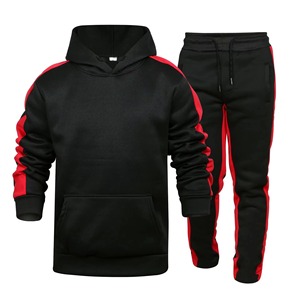 Conjunto de Sudadera con Capucha Roja y Pantalones Deportivos para Hombre, Informal, de Felpa, Tejido, Color Sólido, con Logotipo Estampado, para Otoño - Product Image 5