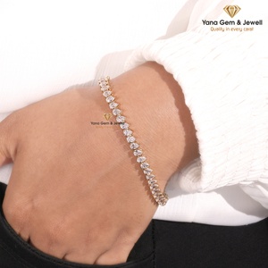 9 TCW CVD Lab Grown Diamond Luxury Pear Shape Tennis Bracelet for Anniversary Gift D-E-F Color VVS-VS Clarity 14k <b>Solid</b> <b>Gold</b> - Product Image 4