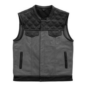Gilet en cuir et toile pour moto Hunt Club - Product Image 1