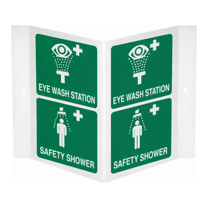 Panneau d'avertissement pliable en PVC Brady - Station de lavage des yeux et douche de sécurité pour laboratoire et usage industriel - Product Image 2