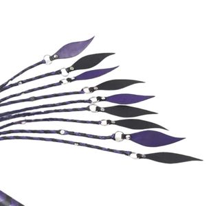 แส้หนังสีม่วงพร้อมหาง 10 เส้นและห่วงโลหะสำหรับการเล่น - Product Image 2