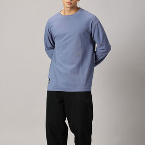 T-shirt tricoté à manches longues pour homme, col rond, motif respirant, coupe classique, décontracté, bleu, polyester/coton, HIGH STREET - Product Image 4