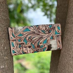 Sac à main en cuir usiné aztèque de Style traditionnel occidental chaud femmes cheveux usinés sur peau fourrure cuir pochette Unique Combo Set - Product Image 2