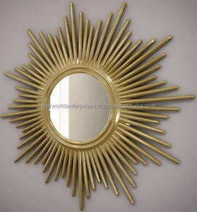 Miroir mural en métal de qualité plaqué or de style moderne décoration de salle de bain d'hôtel et de toilettes pour l'Inde verre fabriqué - Product Image 1