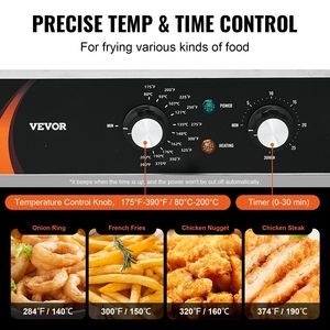 Friggitrice Elettrica Commerciale da Banco 3500W, Doppia Vasca 2 X 9Qt/8.5L, Friggitrice Doppia con Vasca Rinforzata da 1mm e 2 Cestelli - Product Image 4