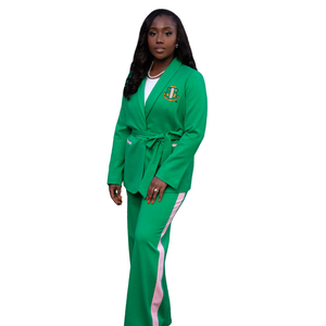   Conjunto de Traje Verde Elegante para Mujer, Dos Piezas, Blazer y Pantalones, Atuendo Formal para Negocios y Fiestas, Moda Premium - Product Image 1