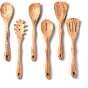 Wholesale Handmade Acacia Wooden Cooking Spoon Set Eco-Friendly Kitchen With <b>Holder</b> For Non Stick Pans Kitchen Daily Use - Product Image 2