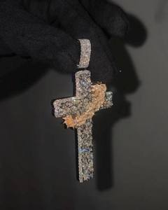 Collier pendentif croix à épines sertie de moissanite incolore en argent sterling 925, style hip hop, pour homme, à bas prix - Product Image 2