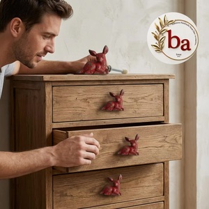 Tiradores de cajón modernos de hierro fundido con diseño de ciervo, manijas novedosas rojas para muebles de hogar, oficina, cómodas y armarios - Product Image 2