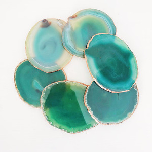 Ensemble de sous-verres en agate verte naturelle, sous-verres en pierres précieuses polies pour la décoration de la maison - Product Image 2