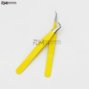 ชุดแหนบต่อขนตาจับขนตาสแตนเลสผลิตภัณฑ์อันดับสูงสุดของ RMI ปลายเงินและเคลือบผงสีเหลือง - Product Image 5