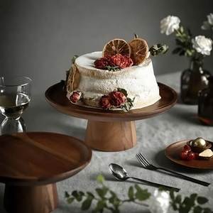 Support à gâteau rond en bois rustique, présentoir à desserts et fruits, plateau élégant en bois pour gâteaux, plateau de service pour mariage, fête, boulangerie - Product Image 6