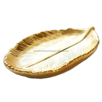 Groothandel Azora Industries Royal Classic Gepolijste Decoratieve Gegoten Aluminium Bladvormige Schaal Multifunctionele Gouden Serveerschalen voor