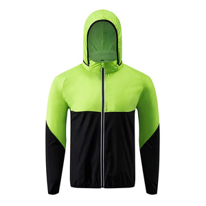 Men <b>Running</b> <b>Jacket</b> Hooded Windbreaker Lightweight Sports <b>Reflective</b> Quick Dry Sun Protection Coat Green Black - Product Image 5