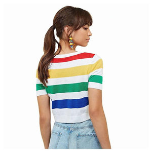 T-shirt court à manches courtes pour femme en jersey doux, coupe ajustée, tendance estivale, style streetwear - Product Image 2