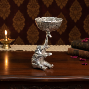 Handmade Vintage Metal <b>Elephant</b> <b>Candle</b> <b>Holder</b> Carved Bowl Stand Decorative Centerpiece Figurine For Home Decor Table Top - Product Image 1