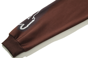 Sudadera con capucha extragrande personalizada con cremallera completa, diseño de calavera con estampado de huesos y llamas en toda la prenda, 100% algodón polar - Product Image 4