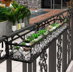 Metal Modern Rust Resistant <b>Hanging</b> Railing Planter Shelf Square Plant Basket Flower Pot Holder Indoor Outdoor Balcony <b>Garden</b> - Product Image 6