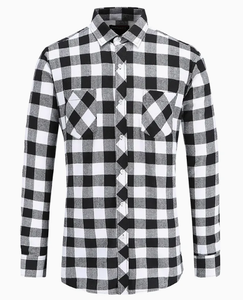 Camicia a maniche lunghe con design personalizzato, camicia in flanella <span class=keywords><strong>di</strong></span> cotone a quadri da <span class=keywords><strong>uomo</strong></span> alla moda - Product Image 4
