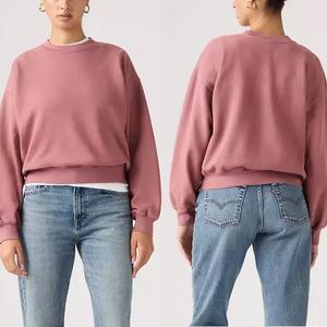 Nueva llegada: Sudadera corta de mujer de algodón 100% French Terry de alto gramaje con hombros caídos y cuello redondo, estilo holgado. - Product Image 6