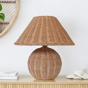 Natural Handwoven <b>Rattan</b> <b>Bedside</b> <b>Table</b> Lamp Home & Hotel Bedroom Decor Wicker Mushroom Shape Lamps - Product Image 2