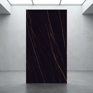 Dynamic Gold 160x320cm Carrelage de sol en pierre frittée en porcelaine noire 12mm Aspect marbre Utilisation en extérieur - Product Image 4