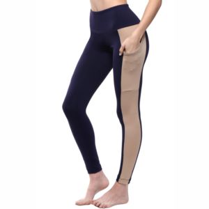 Leggings de sport taille haute personnalisés pour femme avec poches et rayures, idéaux pour la course, le fitness et le yoga - Product Image 3