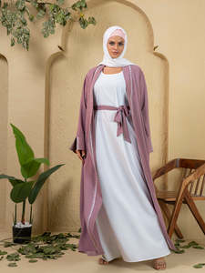 Abaya Modeste pour Femme, Longue, Coupe Ample, Manches Longues, Col Rond, Couleur Unie, Coton, Usage Quotidien, Style Moyen-Orient, Respirante - Product Image 5
