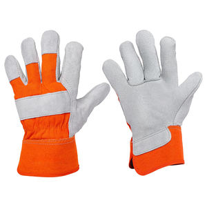 Guantes de trabajo de cuero vacuno de alta resistencia para operación de equipos de construcción, paisajismo y proyectos de bricolaje. - Product Image 1
