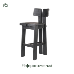 Modern Minimalist Black Teak Wood Strong Bar <b>Stool</b> High Chair Footrest Commercial Use Home Bar <b>Dining</b> Counter <b>Stool</b> Eco-Friendly - Product Image 1