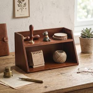 Handmade Wooden Makeup Organizer with Two Shelves for Cosmetics and Beauty <b>Tools</b> Simple Style Storage <b>Box</b> - Product Image 5