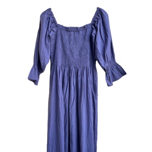 Vestido largo maxi de algodón indio ecológico con estampado floral hecho a mano y dobladillo asimétrico - Product Image 1