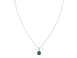 Colliers pendentifs en or blanc 14 carats de qualité supérieure REYES avec moissanite certifiée GRA et émeraude, prix de gros - Product Image 4